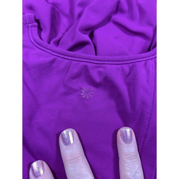 Athleta Foothill Tank Top Shirt Pink Exotic Fuchsia Small Split Back Laser Cut - Picture 8 of 10